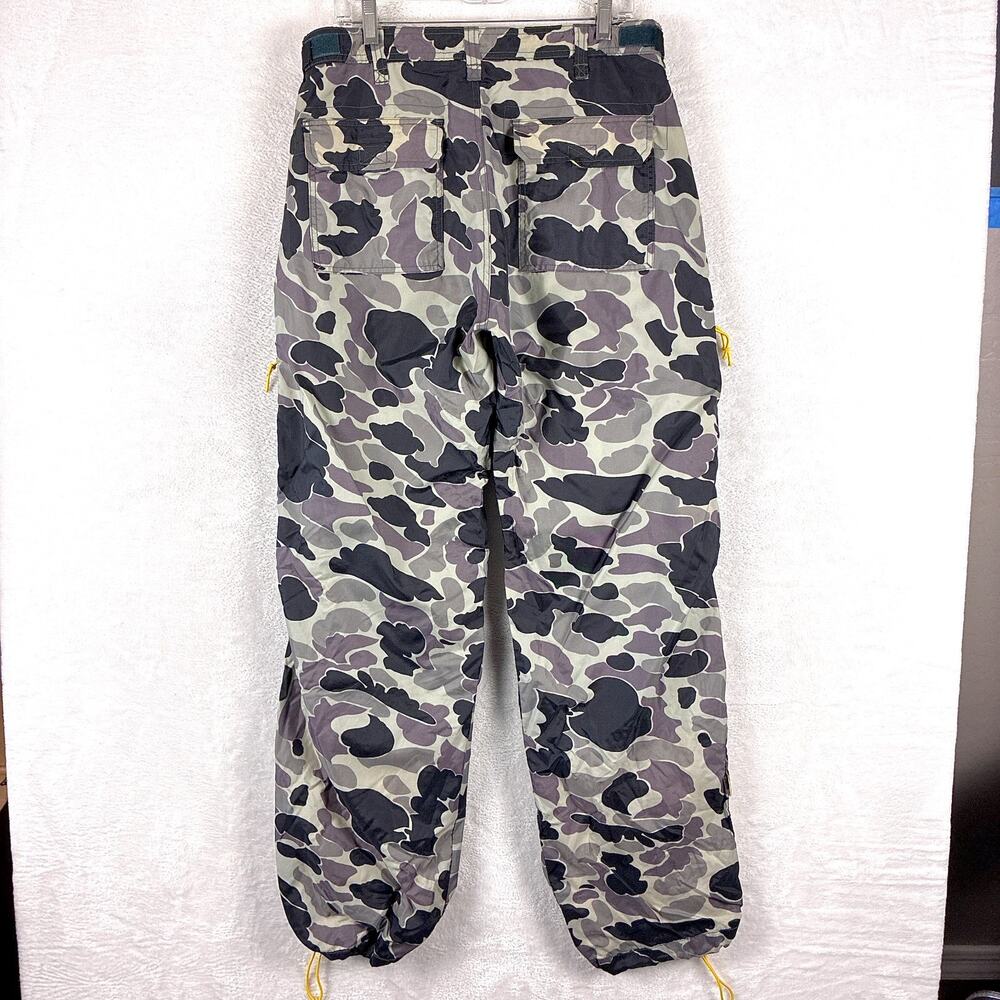 VTG Nylon Parachute Pants Mens 34x34 Gray Duck Camo Lined Baggy Rave Skate 90s - Picture 4 of 12